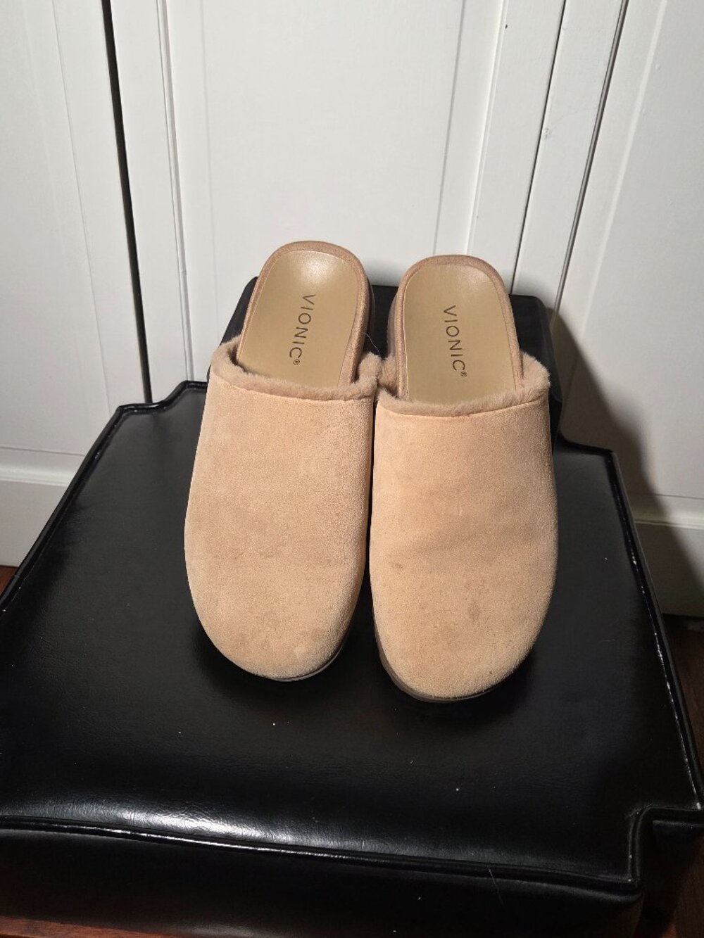 Vionic Tan Suede Slippers, Size 8